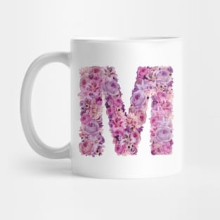 Pink Floral Letter M Mug